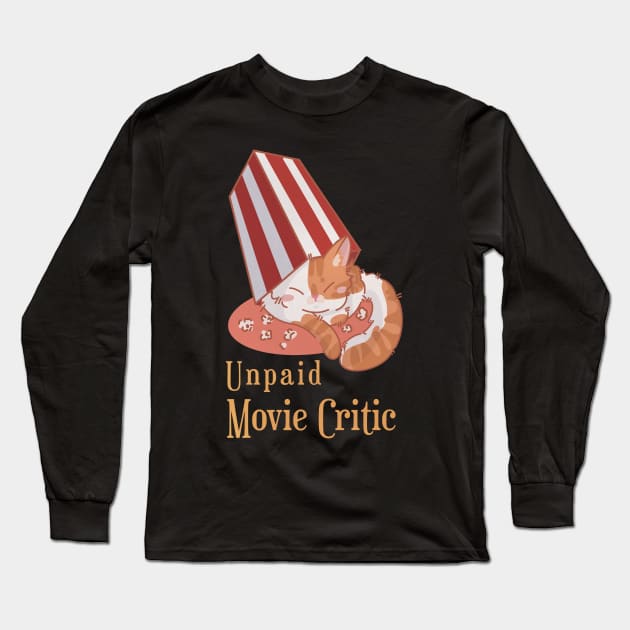 Unpaid Movie Critic - Red and white sleeping cat Long Sleeve T-Shirt by Feline Emporium